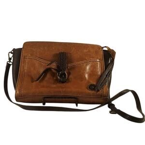THE SAK 2 Tone Brown Leather Shoulder Bag